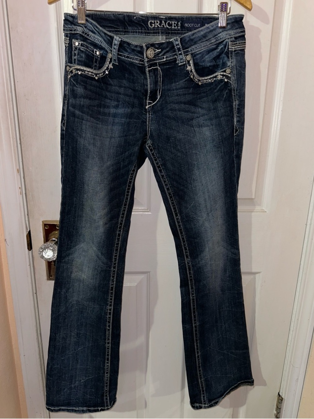 Grace in LA Dark Indigo Boot Cut Jeans